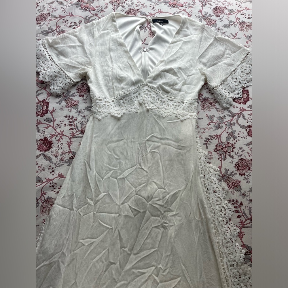 Lulus Sweeten The Occasion Boho White Embroidered Maxi Dress Bridal Maternity - Picture 4 of 8